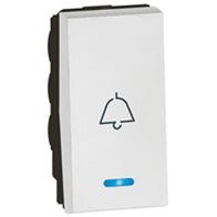 Push Button Switch 6A 250V | Blue LED & Bell Symbol | White by Legrand