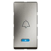 Push Button Switch 6A 250V | Blue LED & Bell Symbol | Magnesium by Legrand