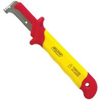 Curved Blade 1000V Stripping Knife | 38mm Stainless Steel | Ergonomic Handle & Safety Cap by Majortech