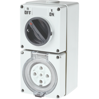 combination switched socket outlet 32A 5 round pins