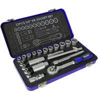 22pc Ratchet Socket Set | Chrome Vanadium Steel | Quick-Release Ratchet & 72 Teeth | Sturdy Metal Case by Majortech