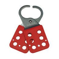 Stainless Steel Lockout Hasp | 6 Padlock Holes | Red Poly Coating | 30mm Jaw Diameter by Cirlock