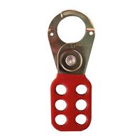 Standard Scissor Hasp | Plated Steel with Red Poly Coating | 6 Padlock Holes | 25mm Jaw Diameter by Cirlock