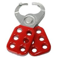Standard Scissor Hasp with Anti-Twist Protection | 6 Padlock Holes | Hardened Steel | Silver/Red by Cirlock