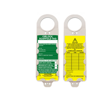 Pad Eye Lockouts Scaffold Tag Kit | Durable Plastic | 10 Holders & 20 Inserts | White with Green & Yellow by Cirlock