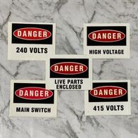 DANGER LABEL 240 Volts | Durable Adhesive Material | Pack of 5 Labels | Electrical Safety by Tradepro Australia