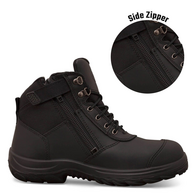 Black Zip Sided Ankle Boot | Water Resistant Leather | Steel Toe Cap | Slip Resistant by Oliver