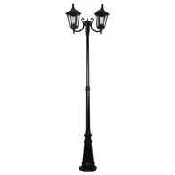 GT-1077 Chester Twin Head Curved Arm Tall Post Light - Powder Coated Finish / B22