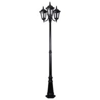 GT-1078 Chester Triple Head Curved Arm Tall Post Light - Powder Coated Finish / B22