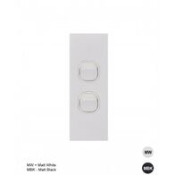 Vertical Architrave Switch 2 Gang | 10AX 16A 250V | Matt White by Trader