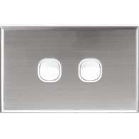 Slim Two Gang Switch Cover Plate | Durable Stainless Steel | Sleek Silver Finish by Dexton