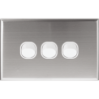 Slim Three Gang Switch Cover | Durable Stainless Steel | Sleek Silver Finish by Dexton