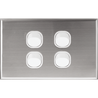 Slim Four Gang Switch Cover | Durable Stainless Steel | Modern Silver Finish by Dexton