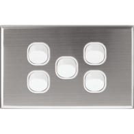 Slim Five Gang Switch Cover | Durable Stainless Steel | Sleek Silver Finish by Dexton