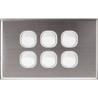 Slim Six Gang Switch Cover | Durable Stainless Steel | Sleek Silver Finish by Dexton