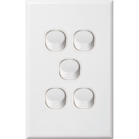 Five Gang Switch Vertical | 16 Amps Rating | Slim Design | Indoor Use by Dexton