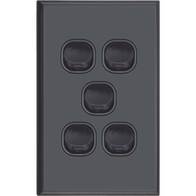 Five Gang Switch 16A | Black Finish | Multi-Circuit Control | Durable Design by Dexton