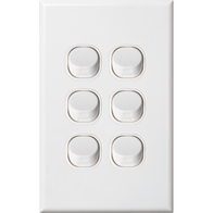 Standard Six Gang Switch | 16 Amps Rating | Slim Vertical Design | Indoor Use by Dexton
