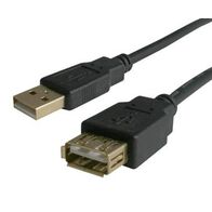 USB 2.0 Extension Cable A-A M-F | 1.8M Length | Black by Unbranded