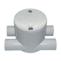 Deep Junction Box Tangential H-Way Entry 20mm Grey