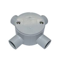 Shallow Junction Box 4-Way Entry 20mm Grey