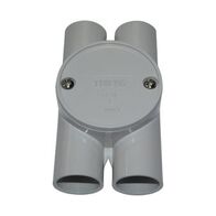 Shallow Junction Box Tangential H-Way Entry 20mm Grey
