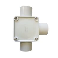 Square Junction Box 3-Way Entry 40mm Grey