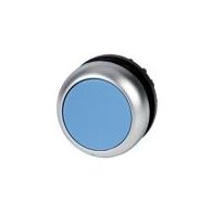 M22 Pushbutton Switch | Blue Actuator | Flat Momentary Design | Titanium Bezel by Eaton
