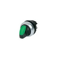Illuminated Selector Switch | 3-Position Momentary | Green Thumb-Grip Actuator | Titanium Bezel by Eaton