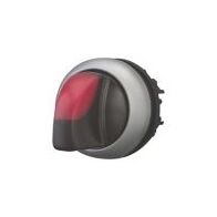 Illuminated Selector Switch | Maintained 3-Position | Red Actuator & Titanium Bezel by Eaton
