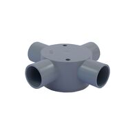 Four Way Shallow Junction Box | 25mm Conduit Fitting | Durable Plastic | Ideal for Limited Space by GTS