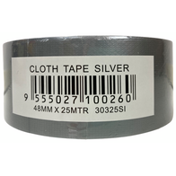 Cloth Tape Silver 48mm | 25m Length | Strong Adhesion & Durable Backing | Multi-Surface Use by CW Brands