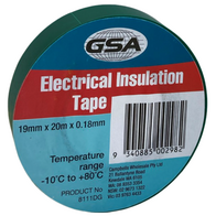 Electrical Tape Green 0.18mm | 19mm Width | Flame Retardant & High Adhesion | 20m by CW Brands