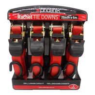 Ratchet Tie Down Strap 25mm x 5m | 350kg Load Rating | Weather-Resistant | Pack of 4 by CW Brands