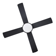 DC Ceiling Fan 48" Black 4 Blade with LED Light | Energy Efficient & Quiet Operation | Durable ABS by Fantech