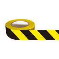Yellow & Black Stripe Hazard Tape | 75mm Width | Weather Resistant & High Visibility | 50m Length by Tuff