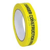 CAUTION Temporary Construction Tape | 37mm Width | 75m Length | Pack of 6 Rolls by Tuff