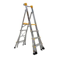 Adjustable Height Platform Ladder 1.2-1.8m | Heavy Duty Aluminium | 180kg Load Capacity | Safety Handrail by Gorilla Hartman