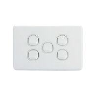 AVOL 5 Gang Light Switch 10A | White | Horizontal