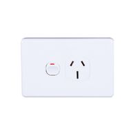 AVOL Power Point 1 Gang Double Pole | 250VAC 15A | White | Horizontal
