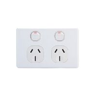 AVOL Power Point 2 Gang Double Pole | 250VAC 15A | Black | Horizontal