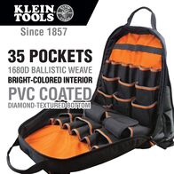 Tradesman Pro™ Tool Bag Backpack, 35 Pockets, Black, 44.5 cm
