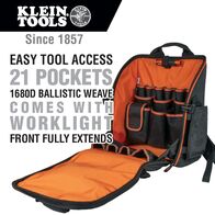 Tradesman Pro™ Tool Station Tool Bag Backpack with Work Light