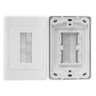 Flat Brush Bristle Cable Wallplate | Durable Plastic | Conceals Wall Openings | Neutral Finish | by Dicker Data