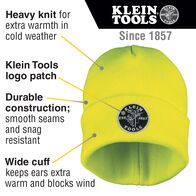 Heavy Knit Hat, High-Visibility Yellow, Patch Logo
