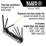 Folding Hex Key Set, 8-Key, SAE Sizes