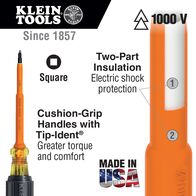 Insulated Screwdriver, No. 2 Square, 10 cm Round Shank