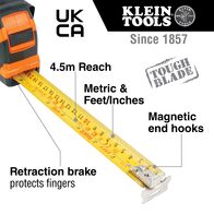 Tape Measure, 7.5 m, Magnetic Double-Hook