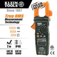 Digital Clamp Meter, True RMS, AC Auto-Ranging, 600 Amp