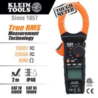 Digital Clamp Meter, AC Auto-Range TRMS, Low Impedance (LoZ), 2000 Amp